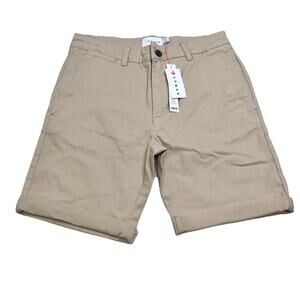 Topman Mens Khaki Chino Shorts Size 28 Casual Flat Front Summer Classic